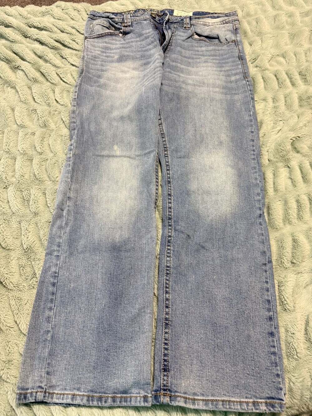 W.W. Axel Mens Slim Bootcut Jeans Size 34x32 Light Wash Denim
